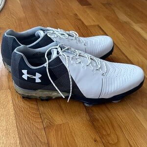 Under Armour White and Black Men's Athletic Golf Shoes